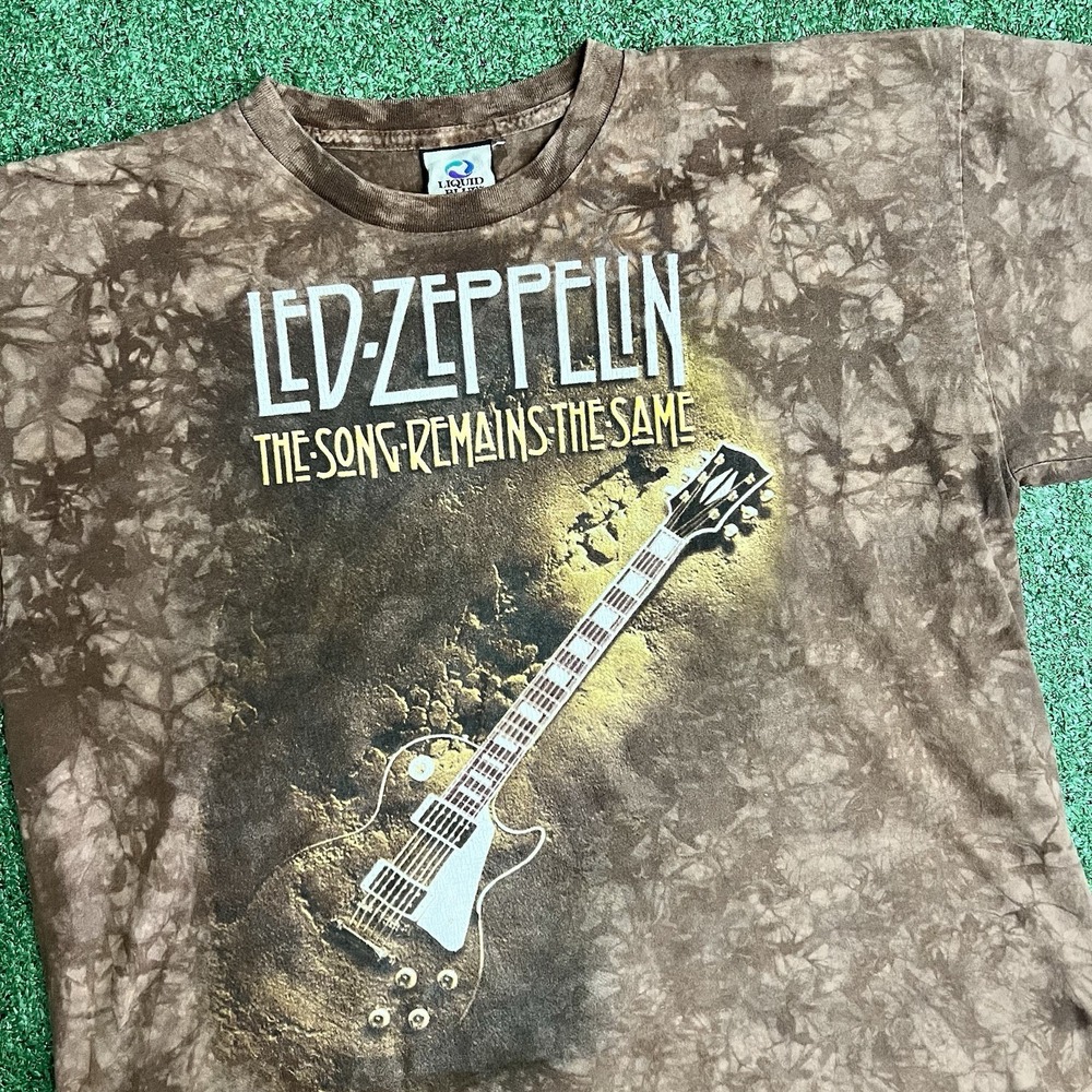 Led Zeppelin Vintage Liquid Blue Single Stitch AOP Size XL Tie Dye Shirt USA